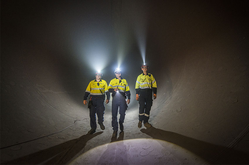 Workers in tunnel